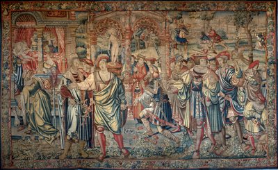Cyclus van Oedipus: Laios raadpleegt het orakel van Delphi door Bernart van (attr. to) Orley