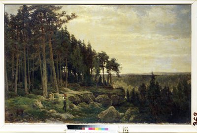 Een houthakker en een jager in een boslandschap door Berndt Lindholm
