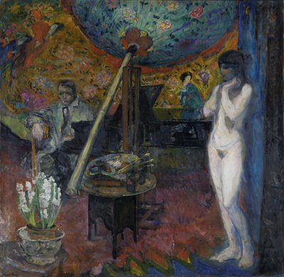 Zelfportret in het atelier door Bernhard Dorotheus Folkestad