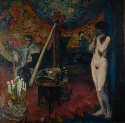 Zelfportret in het atelier door Bernhard Dorotheus Folkestad