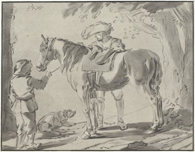 Twee mannen bij een paard door Bernhard Schreuder
