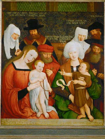 Die Heilige Sippe (painting on wood) door Bernhard Strigel