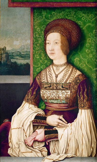 Portret van Bianca Maria Sforza, de tweede vrouw van Maximiliaan I, Heilige Roomse Keizer door Bernhard Strigel