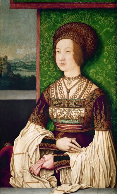 Portret van Bianca Maria Sforza 1472-1510, de tweede vrouw van Maximiliaan I, Heilige Roomse Keizer door Bernhard Strigel