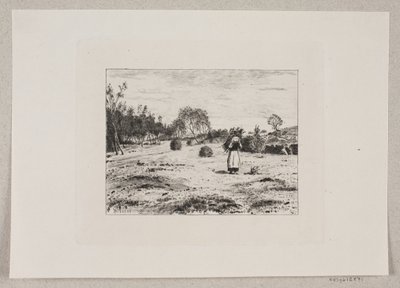 Landschap met een Vrouw die Takken Draagt door Bernhard Ulrik Middelboe