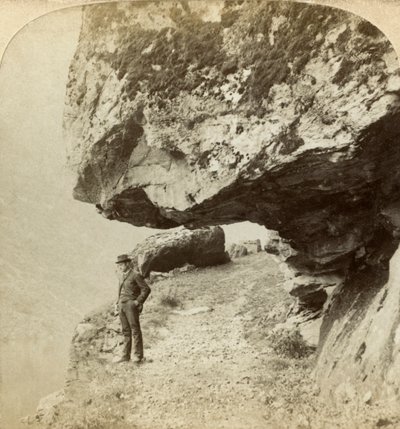 Man op een klif met uitzicht op Naeroyfjord, Sogne, Noorwegen door Bert Underwood