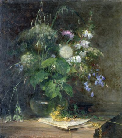 Wilde Bloemen in een Glazen Vaas door Bertha Wegmann