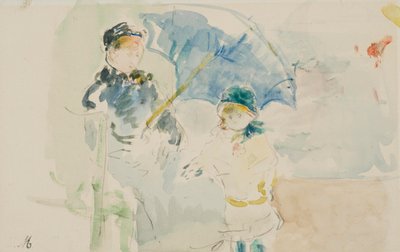 Op het strand in Nice door Berthe Morisot