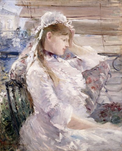 Achter de jaloezieën, 1879 door Berthe Morisot