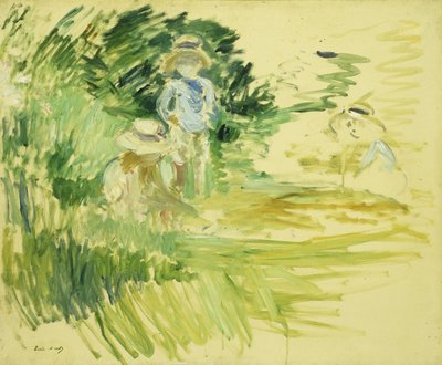 Kinderen aan de rand van een meer door Berthe Morisot