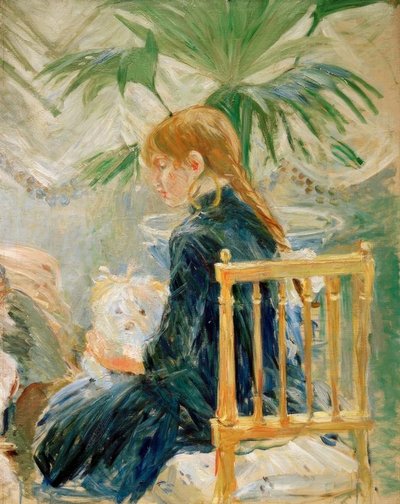 Meisje met hond (tweede fragment) door Berthe Morisot