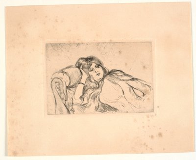 Vrouw liggend op een sofa (Jeanne-Marie) door Berthe Morisot