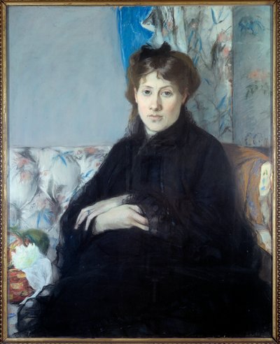 Portret van Madame Edma Pontillon, geboren Morisot, zus van de kunstenaar. Schilderij door Berthe Morisot door Berthe Morisot