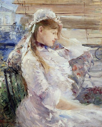 Profiel van een zittende jonge vrouw door Berthe Morisot