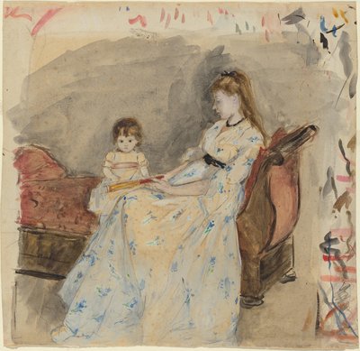 De zus van de kunstenaar, Edma, met haar dochter, Jeanne door Berthe Morisot