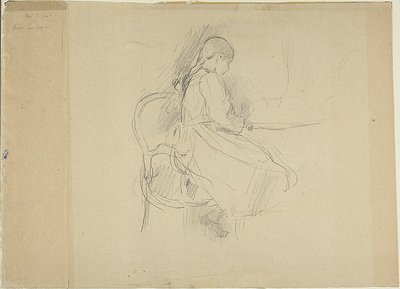 Jong meisje aan tafel door Berthe Morisot