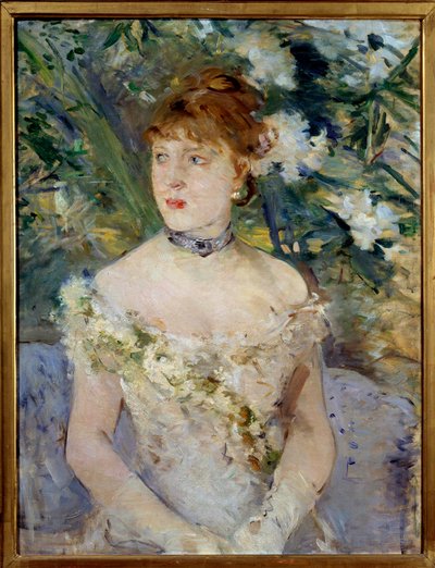 Jonge vrouw in baltoilet door Berthe Morisot