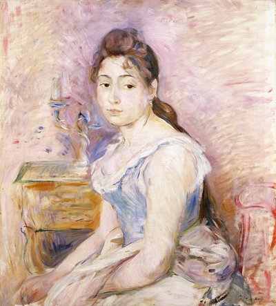 Jonge Vrouw in een Blauw Korset door Berthe Morisot