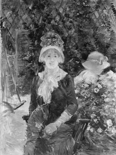 Jonge vrouw in een tuin door Berthe Morisot