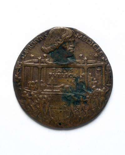 Medaille met afbeelding van de Pazzi-samenzwering. Lorenzo de