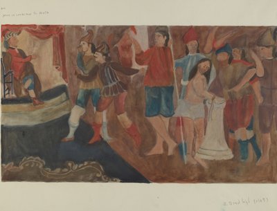 Kruiswegstaties nr. 1: Jezus wordt ter dood veroordeeld, ca. 1936 door Beulah Bradleigh