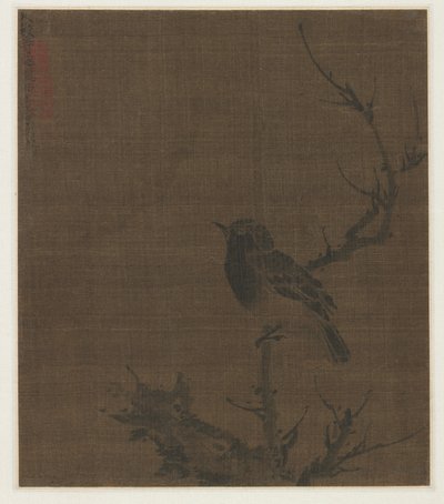 Slapende Vogel op een Prunustak door Bian Wenjin