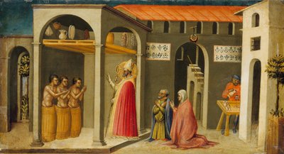 Sint Nicolaas Wekt Drie Jongeren tot Leven, 1433-35 door Bicci di Lorenzo