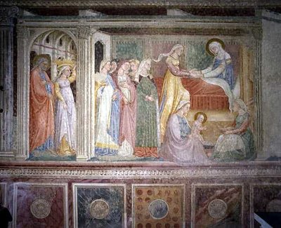 De Geboorte van Christus, uit de cyclus Leven van de Maagd in een apsiskapel door Bicci di Lorenzo