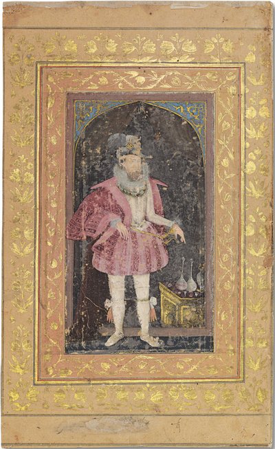 Een zeldzaam Mughal-portret van James I, c.1615-18 door Bichitr Bichitr