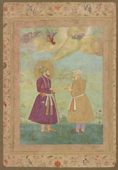 Shah Jahan met Asaf Khan uit het late Shah Jahan Album, los manuscript folio, ca. 1640 door Bichitr Bichitr
