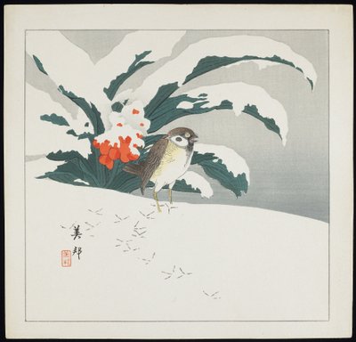 Vogel in de Sneeuw, begin 20e eeuw door Biho Takashi or Takahashi (b. 1873. fl 1890 1930)