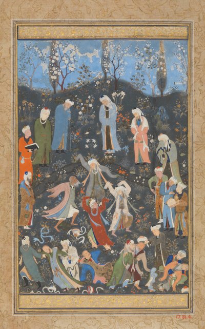 Dansende derwisjen, Folio uit een Divan van Hafiz, ca. 1480 door Bihzad