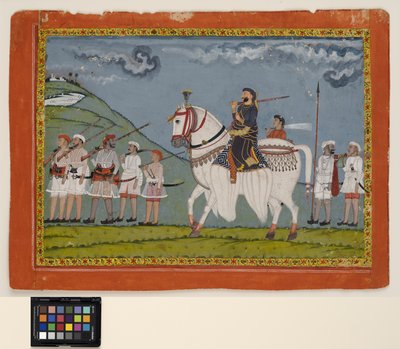 Kunwar Dhan Singh op zijn gevlekte paard door Bijna Bijna