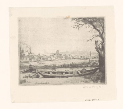 Kanaal met een grote boot en een brug door Birger John Forsberg