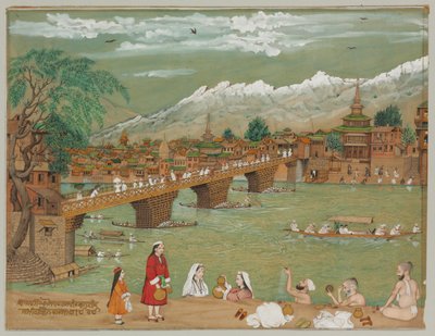 Een Uitzicht op Srinagar, 1872 door Bishan Singh
