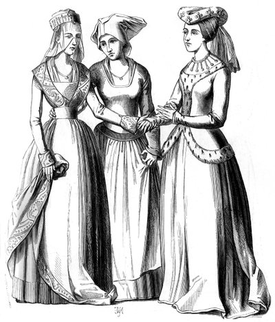 Een burger, een boer en een adellijke vrouw, 14e eeuw 1849 door Bisson and Cottard