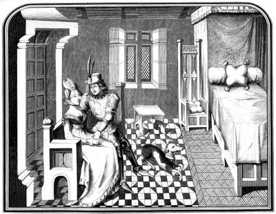 Een ridder en een dame, 15e eeuw 1849 door Bisson and Cottard