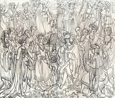 Huwelijk van koning Lodewijk XII van Frankrijk en Mary Tudor, 16e eeuw, 1849 door Bisson and Cottard