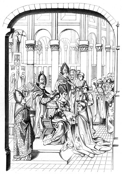 De kroning van koning Karel V van Frankrijk 1337-1380, 14e eeuw 1849 door Bisson and Cottard