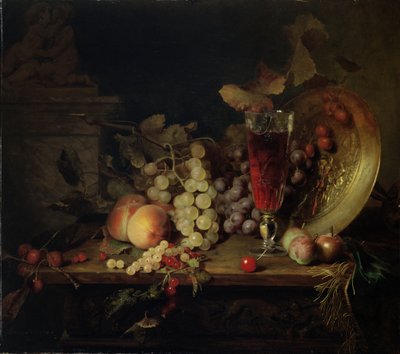 Stilleven met fruit, glas wijn, 1863 door Blaise Alexandre Desgoffe