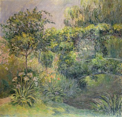 Brug in de tuinen van Giverny door Blanche Hoschede Monet