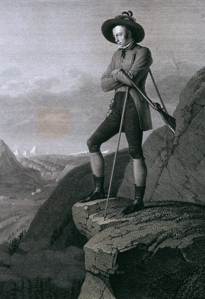 Aartshertog Johann als gemzenjager door Blasius Höfel