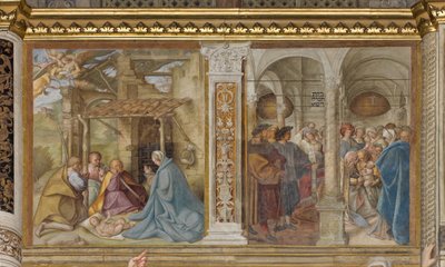 Centrale Aave, Vierde Noordelijke Span, Aanbidding van de Herders, Besnijdenis, Boccaccio Boccaccino 1516-17 door Boccaccio Boccaccino