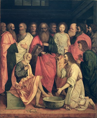 Christus wast de voeten van de discipelen door Boccaccio Boccaccino