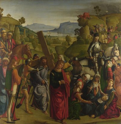 Christus draagt het Kruis en de Maagd Maria valt flauw, ca. 1501 door Boccaccio Boccaccino