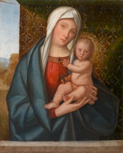 Madonna en Kind met een vogel door Boccaccio Boccaccino