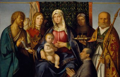Maagd en Kind met Heiligen en een Donor, 1505-1515 door Boccaccio Boccaccino