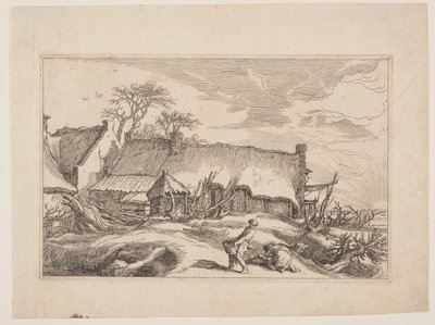 Plaat 4, uit Landschappen met boerderijen door Boetius Adams Bolswert