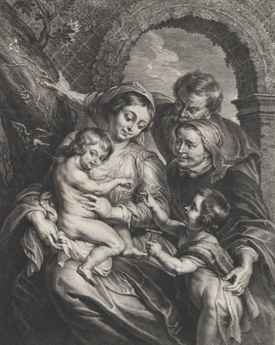 De Heilige Familie met Sint Elizabeth en de jonge Sint Johannes de Doper door Boetius Adams Bolswert