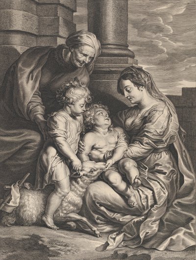 De Maagd en Christus kind met Sint-Anna en Sint-Jan de Doper, ca. 1640-59 door Boetius Adams Bolswert